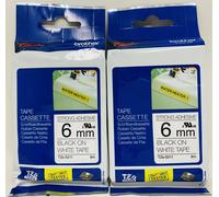 Brother TZe-S211 Ruban Original Noir Sur Blanc 6Mm X 8Mt P-Touch 300/500/1000 X2