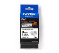 Brother Ruban TZe-S221 Laminé adhésif puissant 9 mm Noir sur fond blanc 8 m
