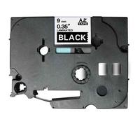 Brother TZe325 Ruban adhésif laminé générique - Texte blanc sur fond noir - Largeur 9 mm x 8 mètres