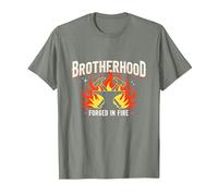 Brotherhood Forged in Fire Blacksmith Graphic, T-Shirt, Homme, Vert Kaki chiné, M