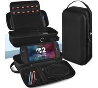 BROTOU Sacoche pour Nintendo Switch 2 (2025) - Grande Sacoche Rigide avec Support, Compartiment pour Chargeur et emplacements pour Cartes, Sacoche de Protection pour Console Switch 2 et Accessoires