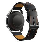 Brotte en cuir de 22 mm pour Samsung Galaxy Watch 3 41 45 mm 42 mm Bracelet pour Huawei Watch 3 GT2 46mm Pro Remplacement Bands Correa (Couleur: Black Orange Line, Taille: 22 mm Universal)