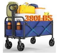 Brouette 220L - GARVEE - Chariot de Transport Pliable - 4 Roues Renforcées dont 2 Roues Universelles - Bleu
