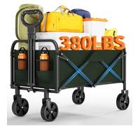 Brouette 220L - GARVEE - Chariot de Transport Pliable - 4 Roues Renforcées dont 2 Roues Universelles - Vert