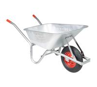 Brouette 90 L avec capacité de charge de 150 kg, cadre en acier galvanisé et bac en plastique, brouette de jardin pour transport de terre, bois, feuilles, compost, chantier et entretien de la pelouse
