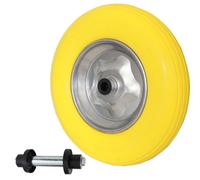 Brouette Anti-crevaison Jante en Acier 4.80/4.00-8 Avec Tige PU Jaune Caoutchouc