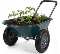 Brouette avec 2 Roues Chariot pour Jardinage de Transport Chariot de Jardin à Main Robuste Béquille Capacité de Charge 270kg Remorque Jardinerie Utilitaire pour ExtéRieuréRieur Pelouse la Terre, Vert