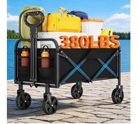 Brouette - charge 220L - Chariot de Transport Pliable - Chariot pliable à main - 4 Roues Renforcées dont 2 Roues Universelles - Noir