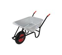 Brouette de Chantier 100L, Bac en Acier Galvanisé - Argent, 250kg de Capacité