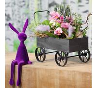 Brouette Déco Jardinière en métal Vintage Anthracite L30cm