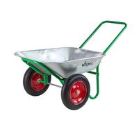 Brouette Duo | 2 roues | 60 litres | brouette de jardin | brouette | pneus pneumatiques | bac en acier galvanisé | revêtement par poudre | brouette | brouette de jardin | brouette