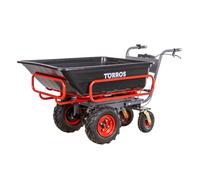 Brouette électrique 4 roues à châssis tubulaire extensible et amovible + benne plastique 300L 300KG - batterie 40V / 6Ah Torros EP300P