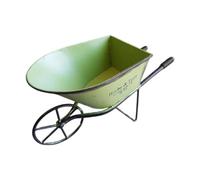 Brouette en Métal Rustique pour Jardinière, Support de Fleurs, pour Terrasse, Maison, Bureau, Ferme, Vert