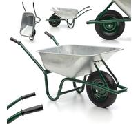 Brouette MIDORI de 100 litres avec capacité de charge de 210 kg, Pneus Pneumatiques, Cadre et Jante en Acier, Galvanisé, Tippable, Antidérapant, Résistant aux intempéries