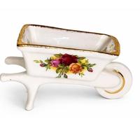 Brouette miniature - Chariot à fleurs - Royal Albert - Old Country Roses - Longueur env. 8 cm