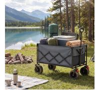 Brouette Pliable, Grande Capacité 200L, Chariot de Jardin avec Poignée, Extérieur, Charge 180 kg, Gris