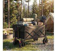 Brouette Pliable, Grande Capacité 200L, Chariot de Jardin avec Poignée, Extérieur, Charge 180 kg, Noir