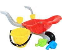 Brouette pour enfants pour le sable et le jardin avec seau, pelle, râteau et moules