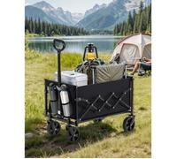 Brouette - SONGMICS - Chariot de Transport Pliable - 4 Roues Renforcées dont 2 Roues Universelles, Noir d'Encre