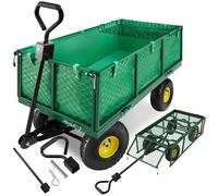 BROUETTE - TECTAKE - Chariot de Jardin + Bâche + Plateau Amovible Charge Maximum 550 Kg - Vert