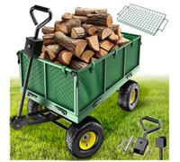 Brouette - TECTAKE - Chariot de transport avec bâche et plateau amovible, pneus à air, capacité de charge 550 kg - Vert
