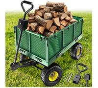 Brouette - TECTAKE - Chariot de transport avec parois latérales rabattables, capacité de charge 550 kg - Vert