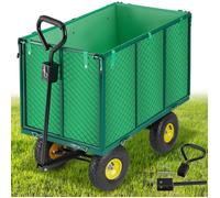 Brouette - TECTAKE - Chariot de transport avec parois latérales rabattables et bâche amovible, capacité de charge de 544 kg - Vert