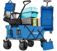 Brouette - TECTAKE - Chariot de transport HEIDRUN pliable avec bâche amovible et larges roues plastiques 114 x 51 x 48,5 cm - Bleu