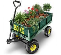 BROUETTE - TECTAKE - Chariot de Jardin + Bâche Charge Maximum 350 Kg - Vert