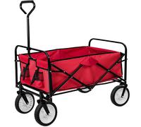 Brouette - TECTAKE - Chariot de transport pliable avec 4 roues, bâche et poignée, capacité de charge de 80 kg - Rouge