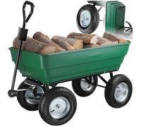 Brouette - TECTAKE - Chariot de transport TUMMI avec fonction d'inclinaison, capacité de charge 125 L - Vert