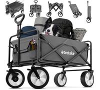 Tectake Chariot pliable LEON avec freins, capacité de charge 80kg - gris