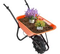 Brouette VEVOR, chariot de jardin polyvalent à moteur 500 W, chariot à bascule, capacité 150 kg avec poignée métallique et roues à rails, chariot de jardin à une brouette et chariot