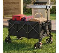Brouettes de Transport Extérieur, Capacité 200L, Chariot Pliable de Jardin avec Poignée, Plage, Camping, Noir