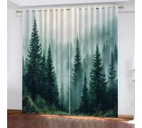 Brouillard Bois Rideau Occultant Oeillet Polyester 3D Chambre Rideaux Thermique Isolant Anti Froid Paysages Naturels Rideau Chambre Enfant Ado Fille Garcon (234x183 cm)