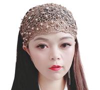 Broupe de coiffure en dentelle - Bougeau en dentelle perlée perle, tricot à large fleur de fleur en dentelle Stretch Brounds | Accessoire de cheveux Boho pour les filles, enveloppez pour la tête