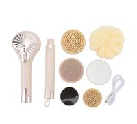 Brouste électrique Brosse étanche étanche arrière rechargeable épurateur avec 6 têtes de brosse massage de nettoyage en profondeur pour baignade de douche plastique 8,2 x 6,3 x (Couleur de la peau)