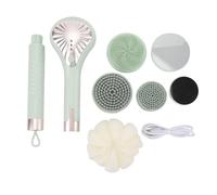 Brouste électrique Brosse étanche étanche arrière rechargeable épurateur avec 6 têtes de brosse massage de nettoyage en profondeur pour baignade de douche plastique 8,2 x 6,3 x (Vert clair)