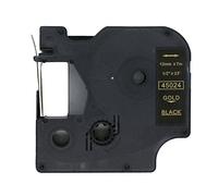 BROVACS 1 paquet de ruban d'étiquettes doré sur noir compatible avec DYMO D1 45024 12 mm 1/2" OPA2224