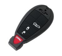 BROVACS Coque de clé de rechange + clé vierge vierge non découpée compatible avec Chrysler Dodge Jeep 4 boutons entrée sans clé intelligente télécommande Fob 3 BTN + Panic PG753B