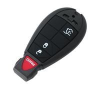 BROVACS Coque de clé de rechange + clé vierge vierge non découpée compatible avec Chrysler Jeep 4 boutons Entrée sans clé intelligente 3 BTN + Panic PG753C