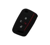 BROVACS Coque de protection en silicone pour clé de voiture Volkswagen Golf GTI Tiguan Polo Skoda Octavia 4 boutons CV9806 Noir