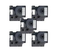 BROVACS Lot de 5 rubans adhésifs noirs sur argent compatibles avec DYMO D1 53722 24 mm OPA2422x5