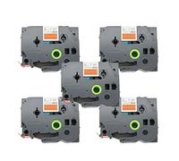 BROVACS Lot de 5 rubans adhésifs noirs sur orange fluo compatibles avec Brother P-Touch TZ B51 TZe B51 24 mm OPA1325x5