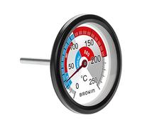 Browin 102200 Thermomètre analogique pour chambre à fumoir et barbecue en acier inoxydable Plage de mesure de 0 ° à + 250 °C