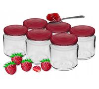 Browin 132217 Verre, 212 ml avec bouchon à vis rouge foncé TO Ø 66 mm, 6 pcs.