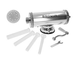 Browin 311009 Machine à Saucisses Horizontale 1,5 kg avec Piston en Silicone | Poussoir a Saucisse Manuel | en Acier Inoxydable | avec 4 Tubes de Remplissage de Dimention différentes