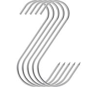 Browin 311201 Lot de 5 Crochets de Boucher Traditionnels en Acier Inoxydable 0,3 x 7 x 14 cm, Crochet en S pour Fumer de la Viande, Poisson, Saucisses et Fromage et Conserver la Viande Gris
