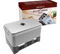 Browin 330006 Grand Fumoir Familial d'Extérieur avec Thermomètre | Rôtissoire Profonde | pour Fumer Viande, Poisson, Charcuterie, Fromage | Acier Inoxydable, Argent