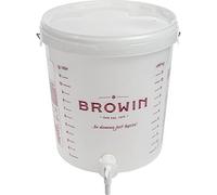 Browin 340416 Seau de Fermentation 15 L | pour Bière ou Vin | avec Robinet d'écoulement et Tubes de Fermentation, Blanc